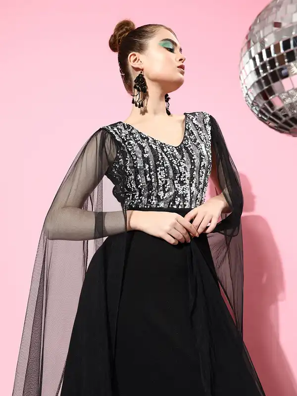 black and silver dress Mini the gorgeous tulle overlay is lovingly adorned with silver embellishment for an otherworldly finish black dress formal short Black