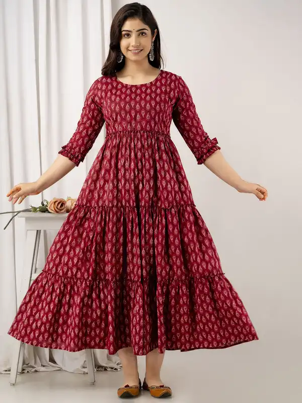 white christmas dresses Premium Cotton Maternity and Feeding Gown Kurtis for Women – Sigma Trends main image 0