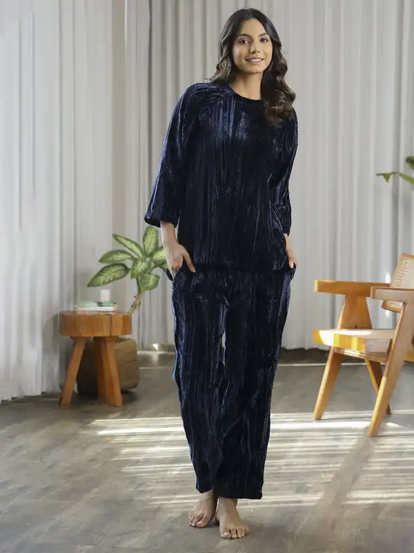 knee length dresses for ladies Buy Navy Blue Solid Velvet Nighty Full Length for Women Online at Secret  Wish main image 1