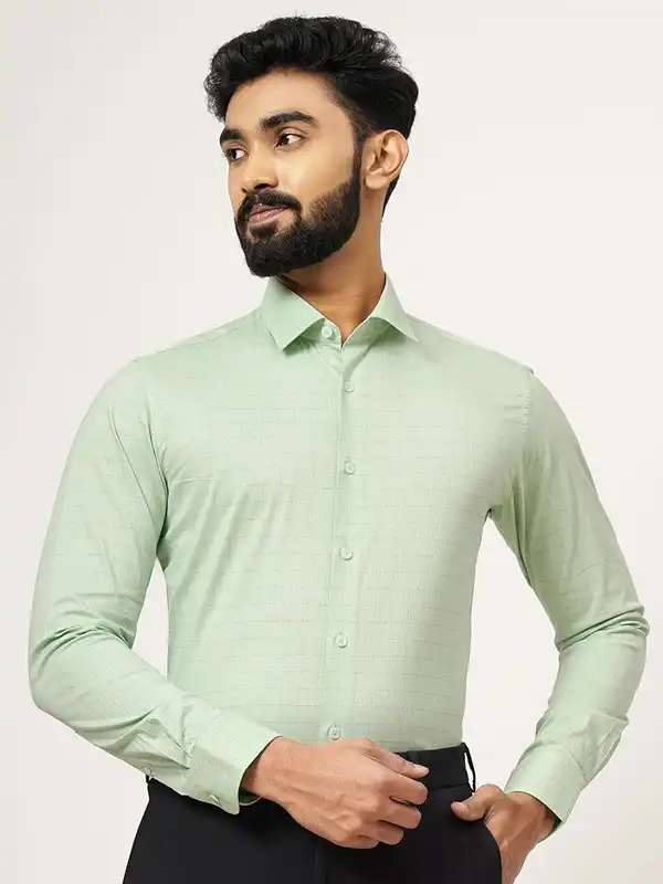 green emerald velvet dress Hisdern Emerald Green Cloud Stretch Dress Shirt for Corporate Workwear S main image 1