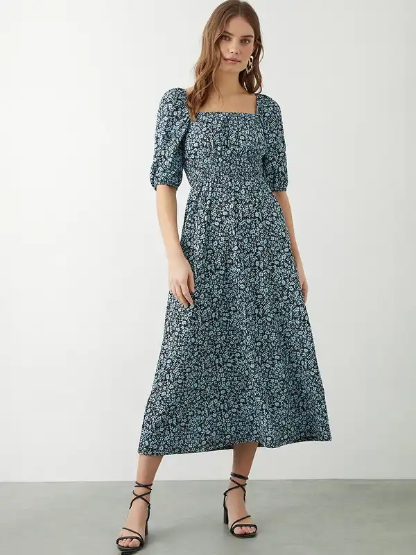 dorothy perkins floral maxi dress Floral Dorothy Perkins Volume Sleeve Ruffle Detail Maxi Dress