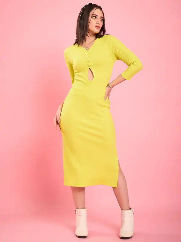 olive green bodycon dress Yellow Dress| Bodycon Dress | Sun Dresses