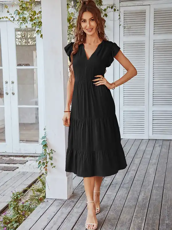 sachin and babi light blue dress Curve Ruffle V-Neck Dress