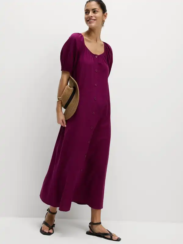purple dress marks and spencer Buy Marks & Spencer Women Purple Solid Accordion Pleated A-Line Dress - Dresses for Women 10948032