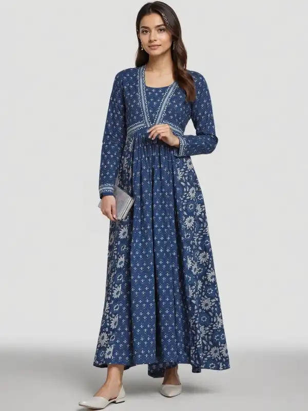 knee length dresses for ladies ORANGE 3 PIECE INDO WESTERN DRESS