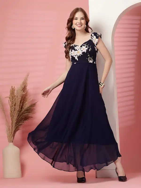 Women Navy Blue Blue Dresses - Buy Women Navy Blue Blue Dresses online in  India