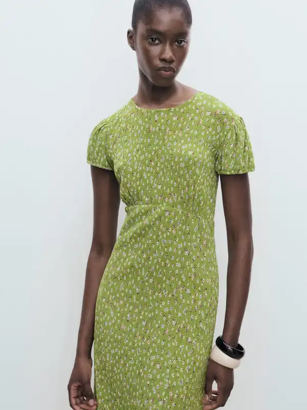 polo linen dress Linen Ribbed Midi Polo Dress in Black main image 1