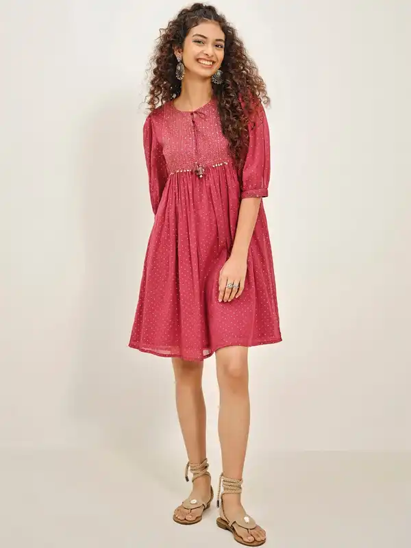 global desi red dress Global Desi Multicolor Patch Print V-Neck Maxi Dress w/ Side Split, S