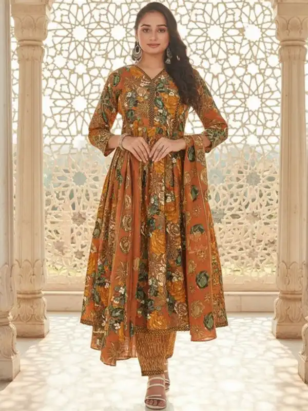 strapless open back dress Alinjur Full Set (Kaftan+Headgear)- Burnt Orange – Olakira Craft main image 1