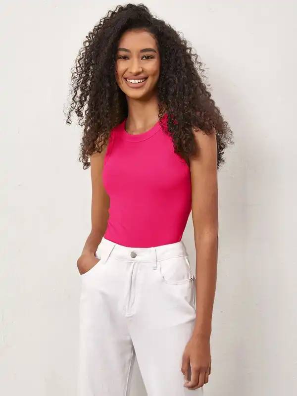 Pink Tank Top Tops - Buy Pink Tank Top Tops online in India