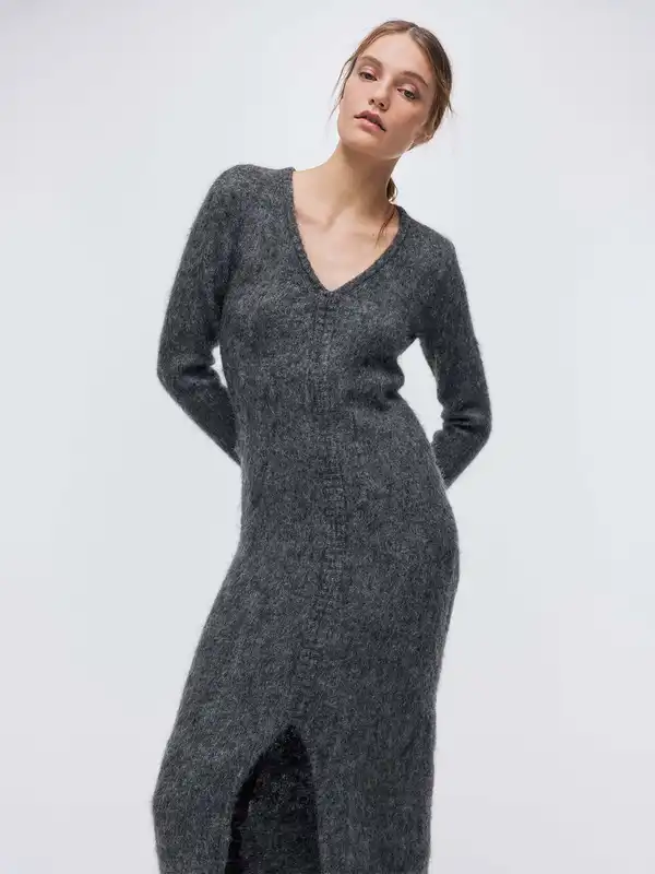 grey bodycon dress h&m Women's Dark gray Draped Bodycon Dress