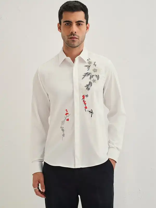 sachin and babi light blue dress Men Performance Shirt Shiny Sequin Turn-down Collar Single-breasted Long  Sleeves Buttons Satin Club Party Stage Show Shirt Buy cheaply on Joom main image 1