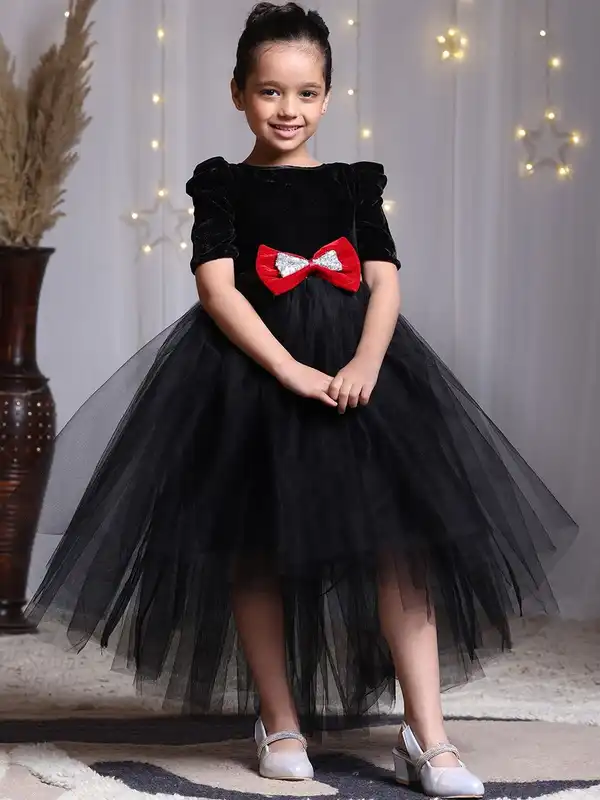 open lace back dress Crayon Kids Black Tulle Flower Girls' Party Dress – Oasislync main image 0