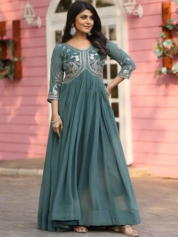 green emerald velvet dress Bunaai Mint Green Sequin Maxi Dress