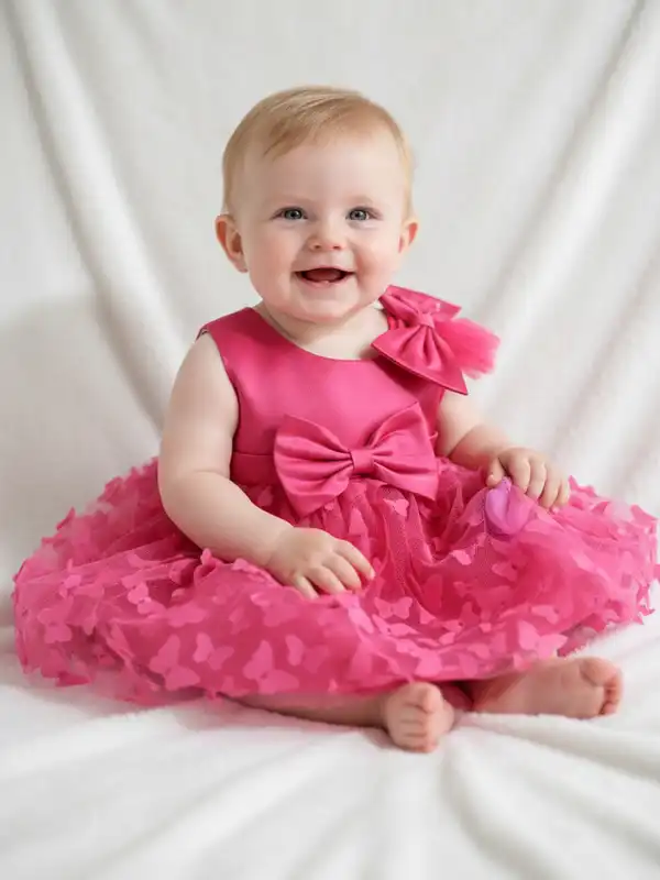 strapless open back dress Black & Hot Pink Color Block Dress with White Flutter Cuff main image 1