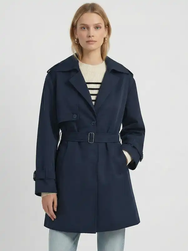 Navy Blue Trench Coat - Buy Navy Blue Trench Coat online in India