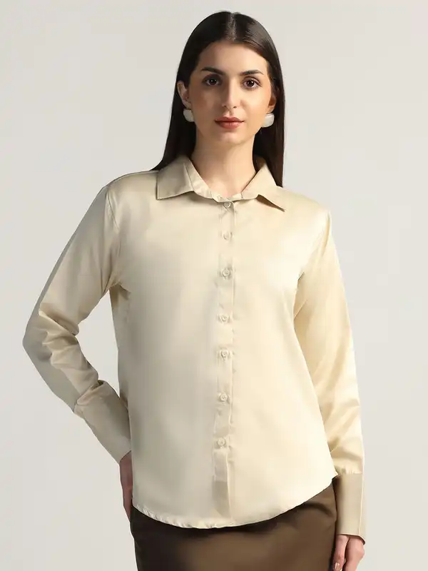green emerald velvet dress Rose Golden Solid Satin Men's Long Sleeve Dress Shirt, S main image 0