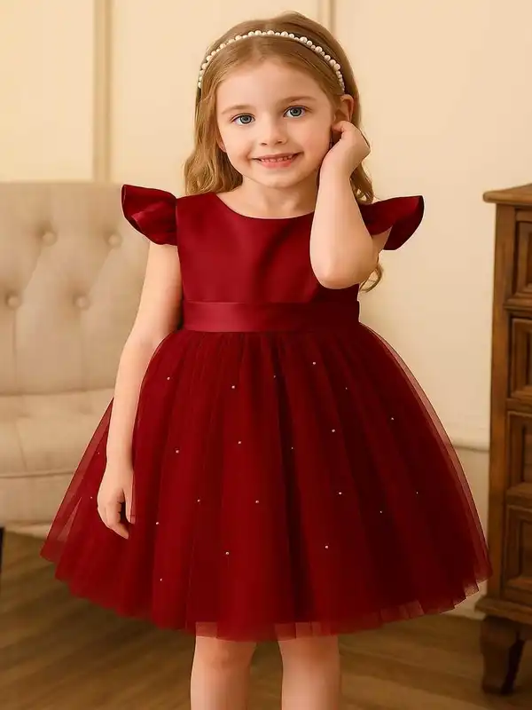strapless open back dress NUG Z2205 FLUORESCENT RED FRINGE LATIN DRESS – Notably Unique main image 1
