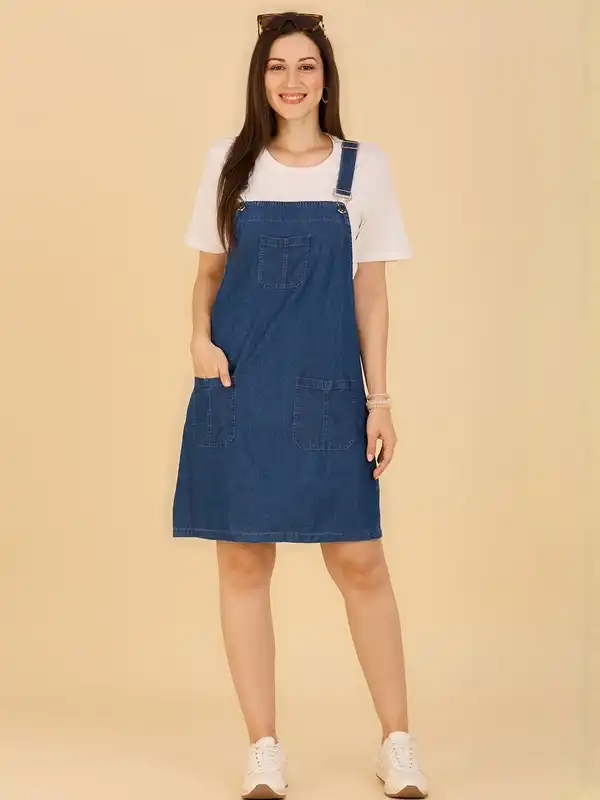 denim pinafore dress india Buy DressBerry Women Blue Solid Denim Pinafore Dress - Dresses for Women 11265850