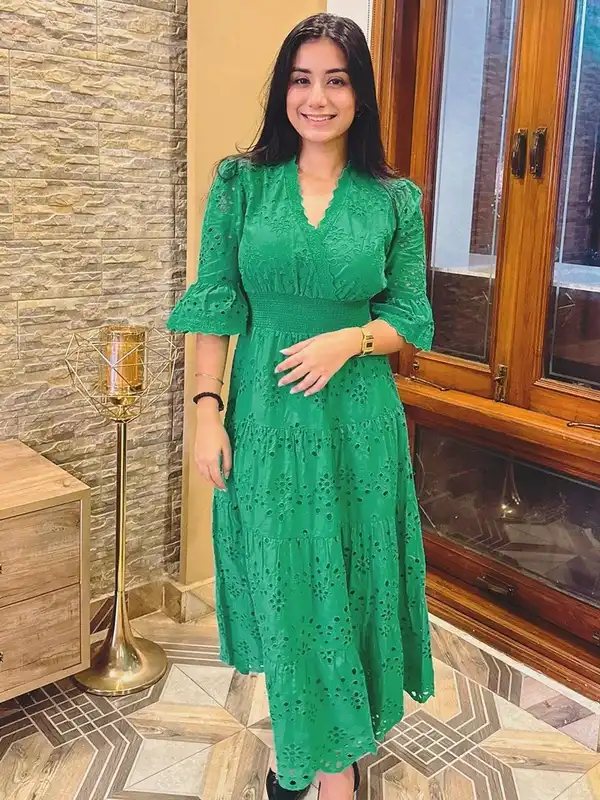 Dorothy Perkins Green Self Design Dress - Buy Dorothy Perkins Green Self  Design Dress online in India