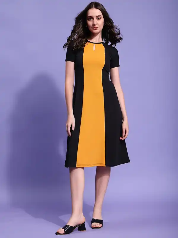 skater dress myntra Yellow Women Dresses Skater