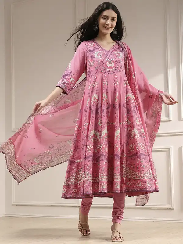 Off White Pink Women Churidar Kurtas Sets Dupatta Biba - Buy Off