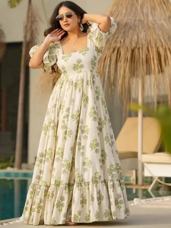knee length dresses for ladies Lady Black Tie - Molly Maxi Dress - Blue Floral Tiered Dress with Bow main image 0