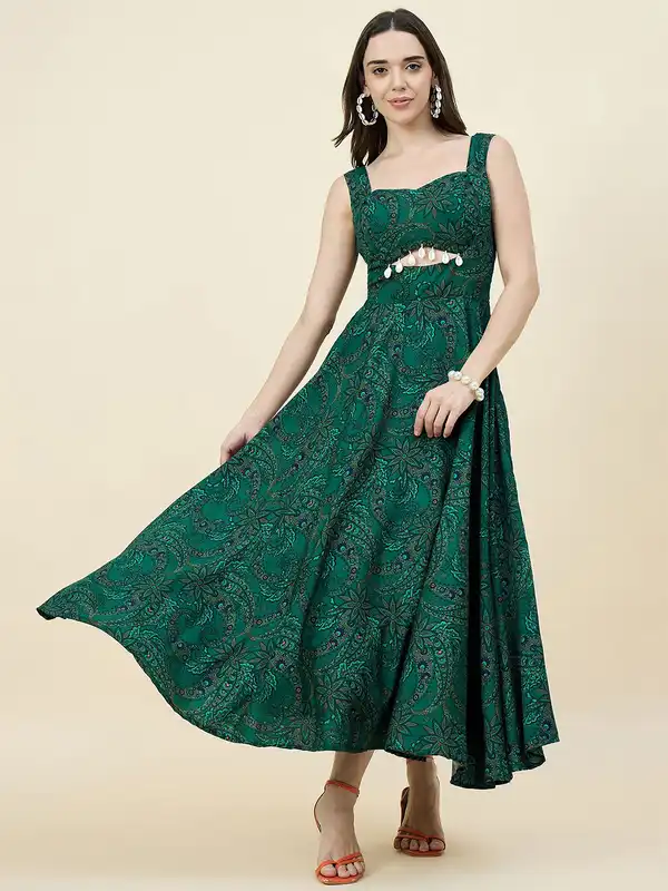 green maxi dress online india Buy Indian Virasat Green Ethnic Motifs Cotton Maxi Dress Online