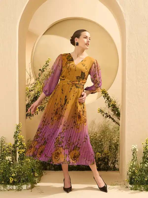 Mustard Printed Dress - Buy Mustard Printed Dress online in India