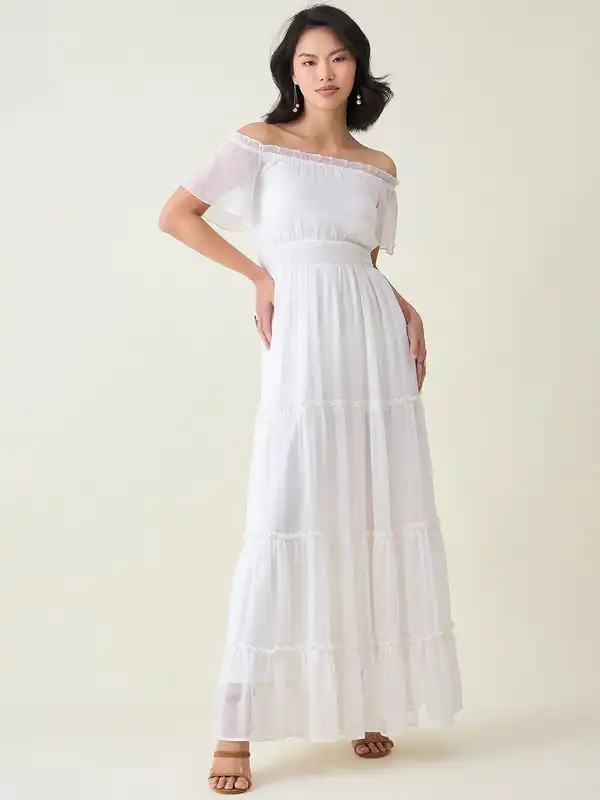 sachin and babi light blue dress Off The Shoulder White Dresses