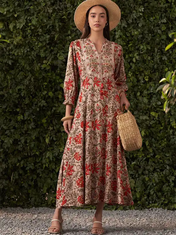 chinese dress ladies Shop Best Blue Printed Strappy Maxi Dress for Women Online Order Now at  JOVI India main image 1