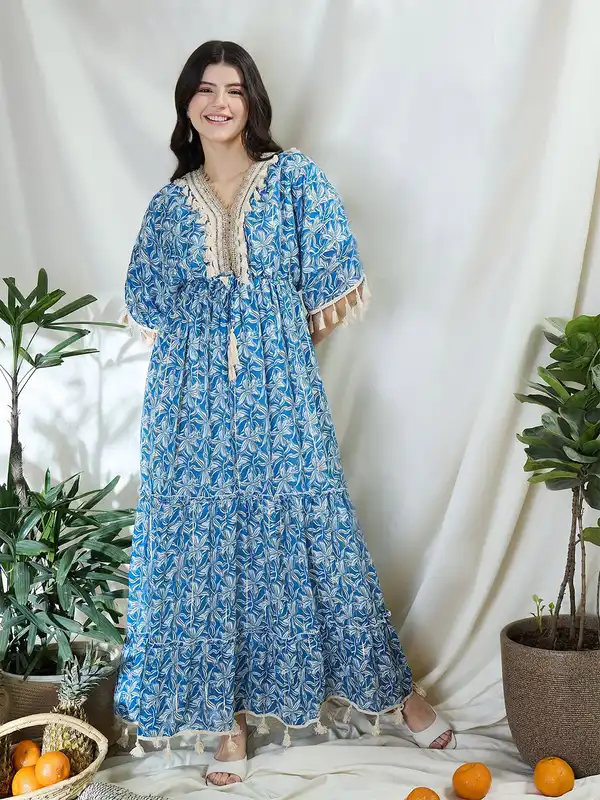 chinese dress ladies Buy Waterfall Blue Statement Maxi Dress Online in India