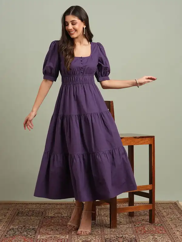 fit and flare dress myntra Ebay Flare Dress Light Blue Scalloped Dress Buy Trillmixa Women Puff Sleeve Fit Flare Mini Dress