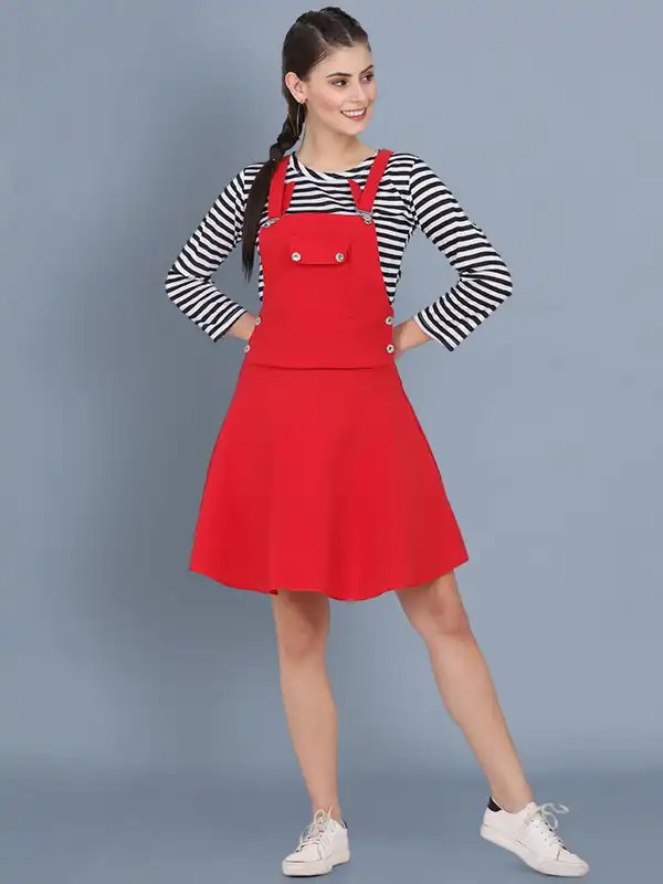 red dungaree dress Dungaree Dress Made of Genoa Corduroy. Length Freely Selectable