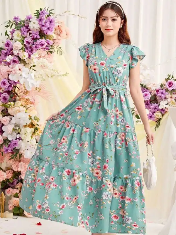 green emerald velvet dress Robyn Floral Mini Dress