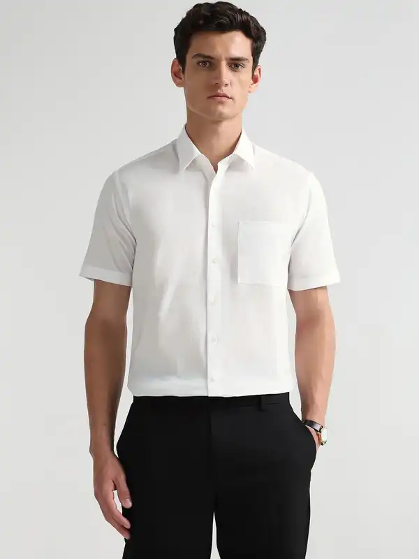 arrow short sleeve white dress shirt Arrow 17 1/2 Mens Short Sleeve Dress Shirt White New