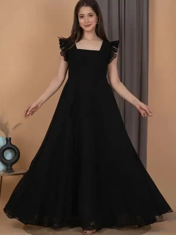 global desi black maxi dress Global Desi Black Printed Maxi Dress