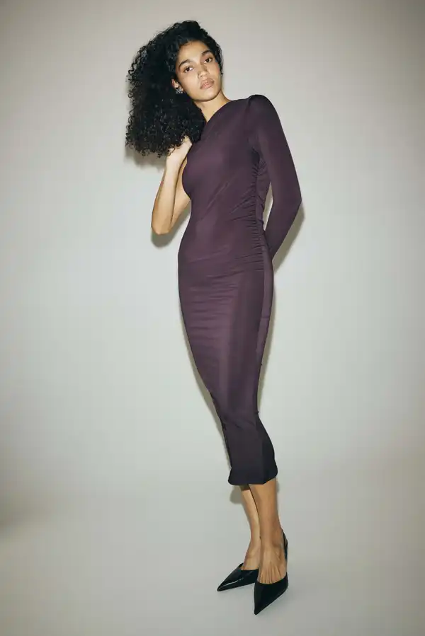 h and m purple dress Ladies - Dark Purple Asymmetric dress - Size: XS