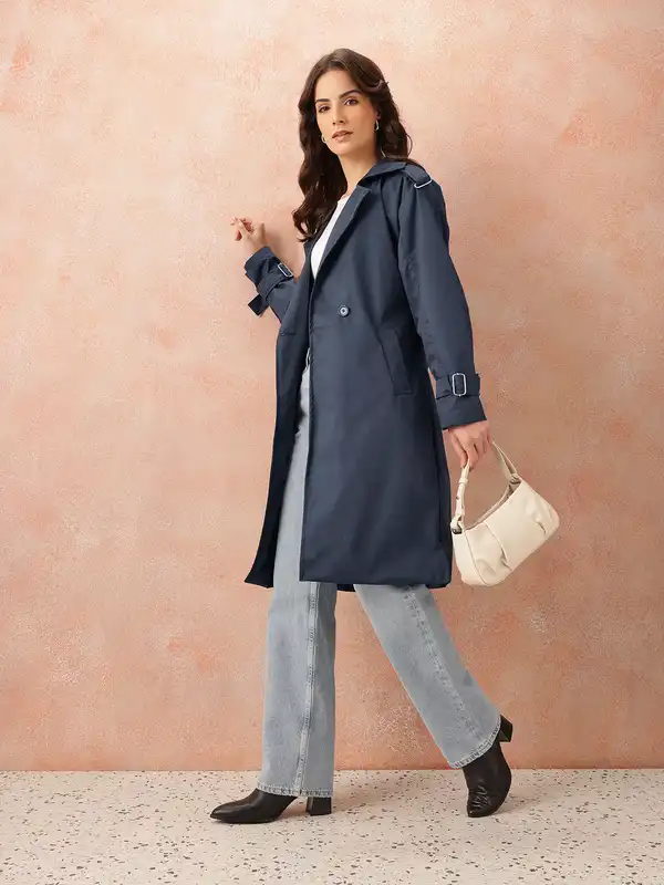 Navy Blue Trench Coat - Buy Navy Blue Trench Coat online in India