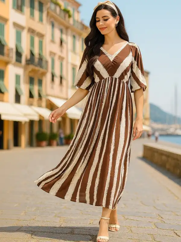 chinese dress ladies Naomi Jersey Midi Dress-Deep Wisteria, Ikat main image 1