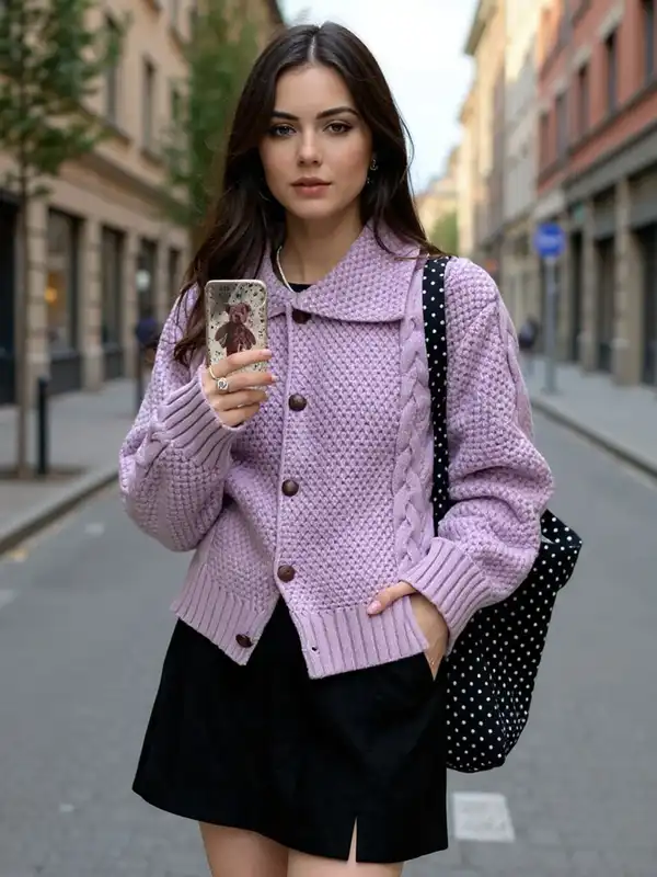 トップス hiwaso Lavender Crop Sweater - Buy Lavender Crop Sweater online in India