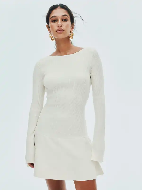 drop waist dress hm Black Long Sleeve Drop Waist Gown main image 1