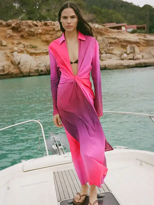 open lace back dress Button Down Shirt Mango Camomille Pink – ESTEFANIA OFFICIAL main image 1