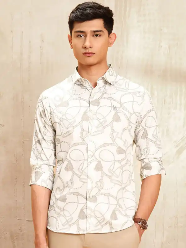 Printed White Denim Shirts - Buy Printed White Denim Shirts online
