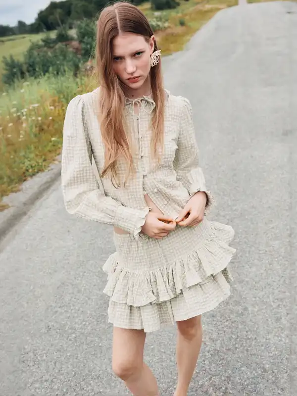 h&m flared skirt cotton dress Women's White Flared-skirt cotton dress