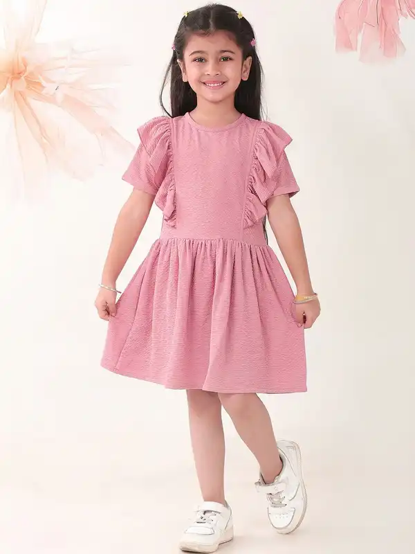 Rose Gold Solid Fit And Flare Dress - Buy Rose Gold Solid Fit And Flare  Dress online in India