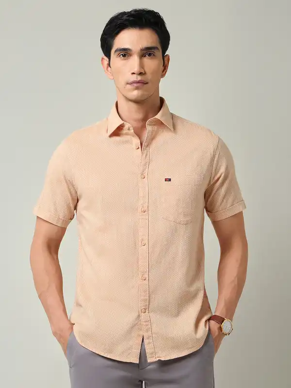 strapless open back dress Men's Luka Leather Short Sleeve Shirt [Orange] XL