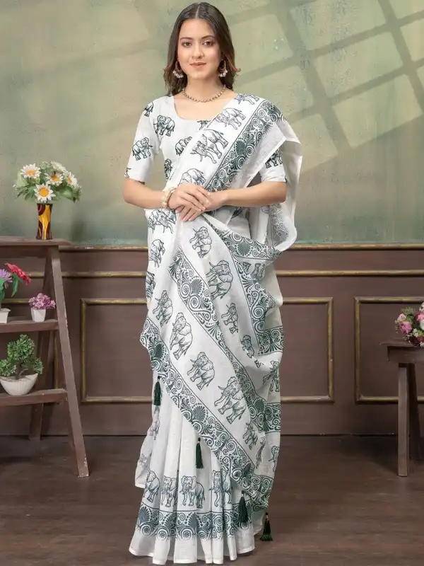 knee length dresses for ladies Vanilla Silk Onam Festival Dress – 3 Piece Set – LiliumByShrivha main image 0