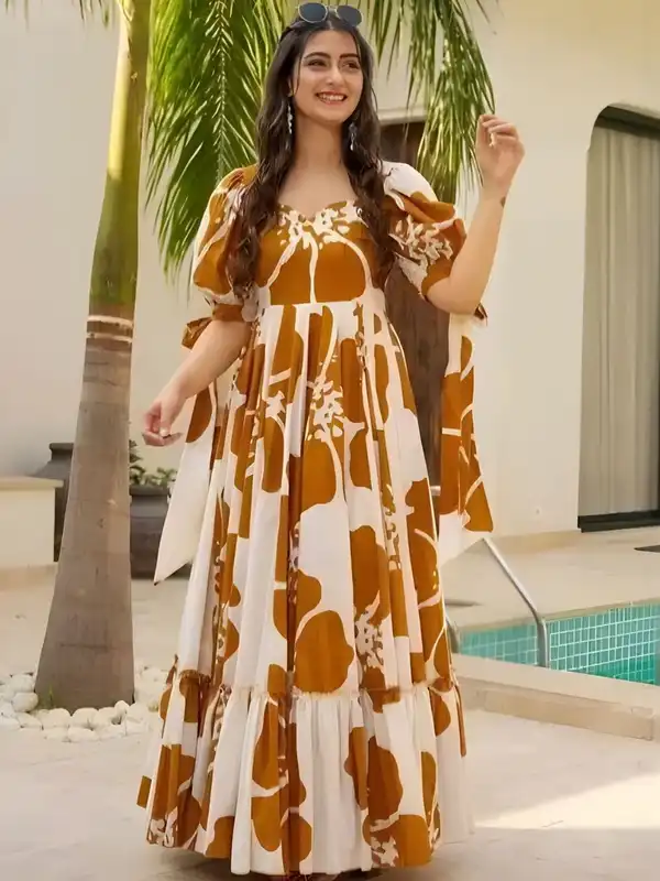 princess polly baby blue dress Silk Beach Wear Boho Style Maxi Dress at Rs 600 in Gadag main image 1