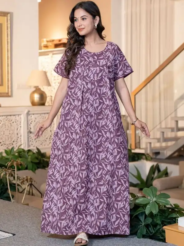 maxi night dress cotton Pure Cotton Indian Women night Wear Comfortable Sleepwear Long Gown Floral Maxi